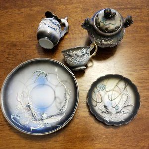 5Pc Japan Dragon miniature porcelain set